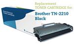 Sort lasertoner genfyldt TN2210 til Brother 